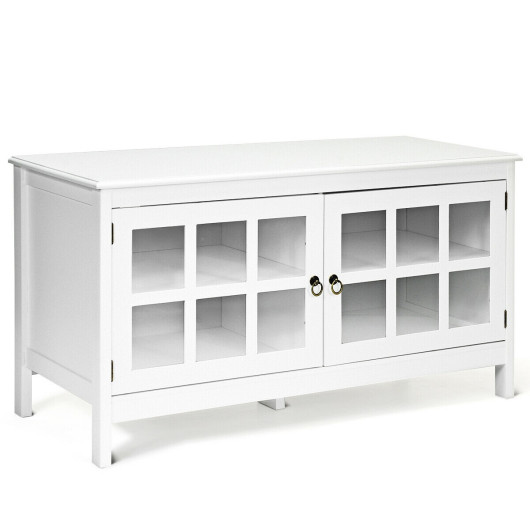 Modern Wood TV Stand with Glass Doors and Shelves 10 Modern Wood TV Stand with Glass Doors and Shelves - Image 10