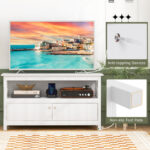 Modern Wooden TV Stand with Storage Cabinets and Shelves