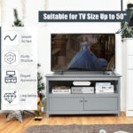 Modern Wooden TV Stand with Storage Cabinets and Shelves