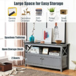 Modern Wooden TV Stand with Storage Cabinets and Shelves