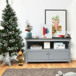Modern Wooden TV Stand with Storage Cabinets and Shelves