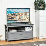 Modern Wooden TV Stand with Storage Cabinets and Shelves