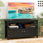 Modern Wooden TV Stand with Storage Cabinets and Shelves