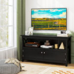 Modern Wooden TV Stand with Storage Cabinets and Shelves