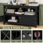 Modern Wooden TV Stand with Storage Cabinets and Shelves