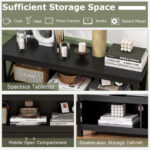 Modern Wooden TV Stand with Storage Cabinets and Shelves