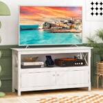 Modern Wooden TV Stand with Storage Cabinets and Shelves