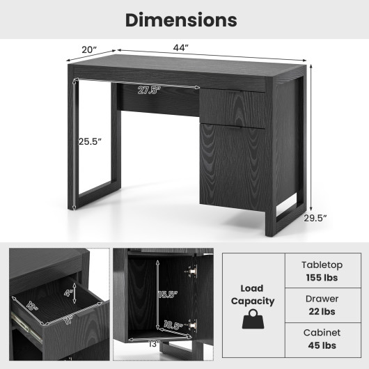 Modern Writing Desk with Drawer, Cabinet, and Spacious Worktop 12 Modern Writing Desk with Drawer, Cabinet, and Spacious Worktop - Image 12