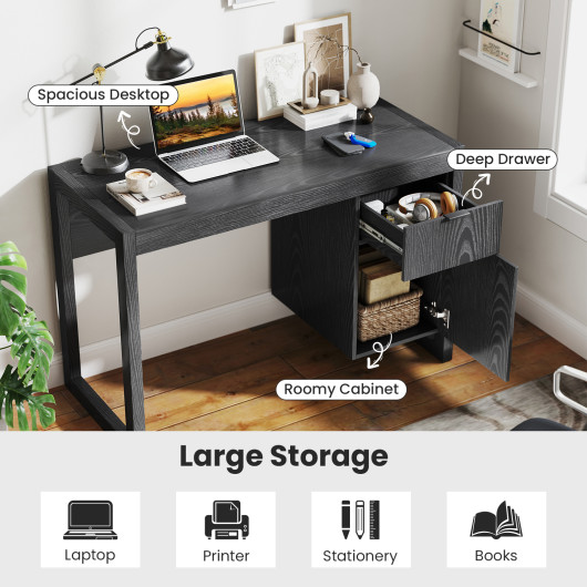 Modern Writing Desk with Drawer, Cabinet, and Spacious Worktop 14 Modern Writing Desk with Drawer, Cabinet, and Spacious Worktop - Image 14