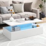 LED Coffee Table with 2 Tiers and Adjustable Lighting