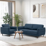 Upholstered Sofa and Chair Set with Removable Cushion Covers (Set of 2)