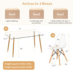 Modern Glass Rectangle Dining Table with 4 Chairs (Set of 5)