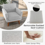 Modern Upholstered Accent Chair with Padded Seat Cushion and Armrests