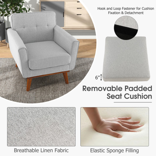Modern Upholstered Accent Chair with Padded Seat Cushion and Armrests - Image 5