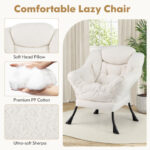 Ergonomic Sherpa Accent Chair with Ottoman and Storage Pocket