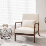 Ergonomic Rubber Wood Accent Chair with Lumbar Pillow 9 Ergonomic Rubber Wood Accent Chair with Lumbar Pillow