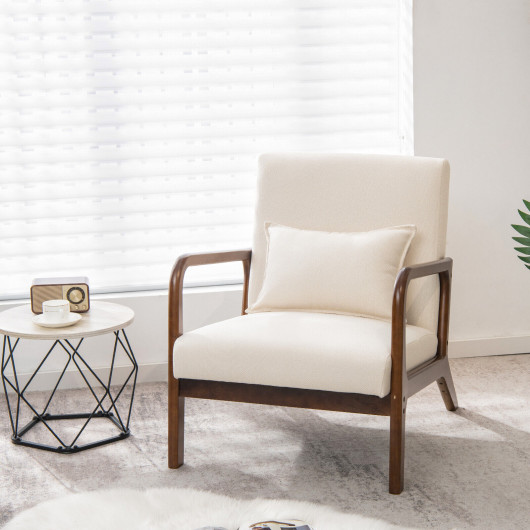 Ergonomic Rubber Wood Accent Chair with Lumbar Pillow 2 Ergonomic Rubber Wood Accent Chair with Lumbar Pillow - Image 2