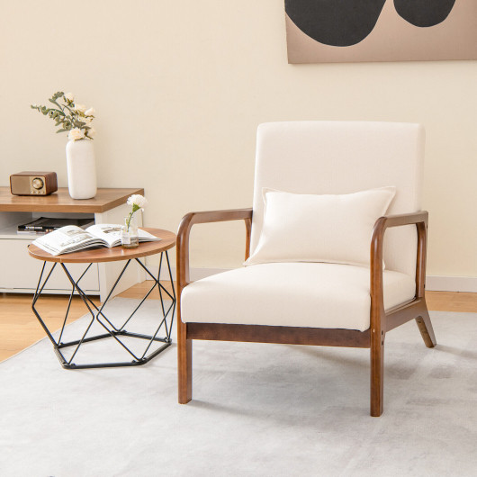 Ergonomic Rubber Wood Accent Chair with Lumbar Pillow 6 Ergonomic Rubber Wood Accent Chair with Lumbar Pillow - Image 6