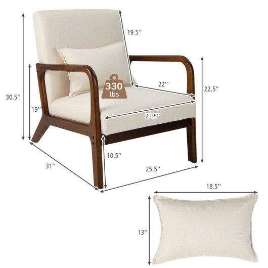 Ergonomic Rubber Wood Accent Chair with Lumbar Pillow 4 Ergonomic Rubber Wood Accent Chair with Lumbar Pillow - Image 4