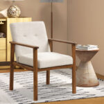 Ergonomic Linen Accent Armchair with Solid Wood Legs 8 Ergonomic Linen Accent Armchair with Solid Wood Legs