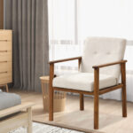 Ergonomic Linen Accent Armchair with Solid Wood Legs 9 Ergonomic Linen Accent Armchair with Solid Wood Legs