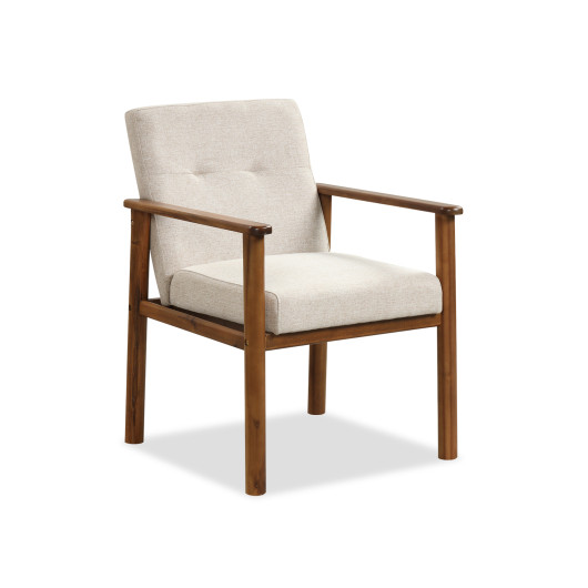 Ergonomic Linen Accent Armchair with Solid Wood Legs 3 Ergonomic Linen Accent Armchair with Solid Wood Legs - Image 3