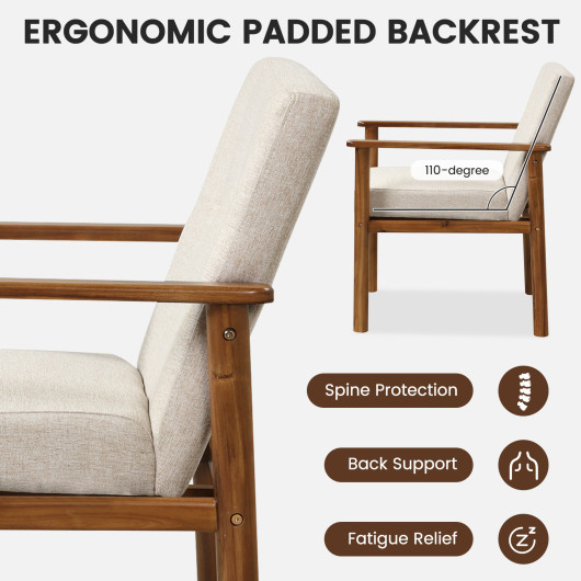 Ergonomic Linen Accent Armchair with Solid Wood Legs 5 Ergonomic Linen Accent Armchair with Solid Wood Legs - Image 5