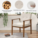 Ergonomic Linen Accent Armchair with Solid Wood Legs 14 Ergonomic Linen Accent Armchair with Solid Wood Legs