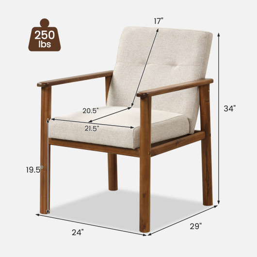Ergonomic Linen Accent Armchair with Solid Wood Legs 4 Ergonomic Linen Accent Armchair with Solid Wood Legs - Image 4