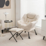 Recliner Accent Chair with Foldable Footrest and Side Pocket