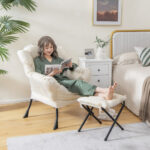 Recliner Accent Chair with Foldable Footrest and Side Pocket
