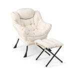 Recliner Accent Chair with Foldable Footrest and Side Pocket