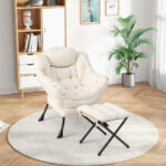 Recliner Accent Chair with Foldable Footrest and Side Pocket