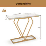White Faux Marble Console Table with Gold Geometric Frame 12 White Faux Marble Console Table with Gold Geometric Frame