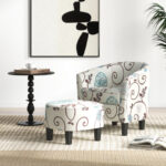 Beige Upholstered Accent Chair with Ottoman for Small Spaces (Set of 2) 9 Beige Upholstered Accent Chair with Ottoman for Small Spaces (Set of 2)