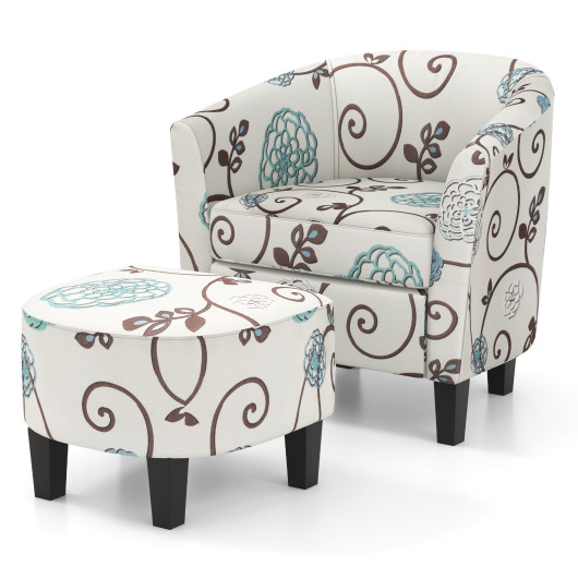 Beige Upholstered Accent Chair with Ottoman for Small Spaces (Set of 2) 4 Beige Upholstered Accent Chair with Ottoman for Small Spaces (Set of 2) - Image 4
