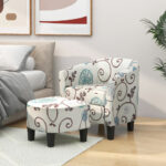 Beige Upholstered Accent Chair with Ottoman for Small Spaces (Set of 2) 13 Beige Upholstered Accent Chair with Ottoman for Small Spaces (Set of 2)
