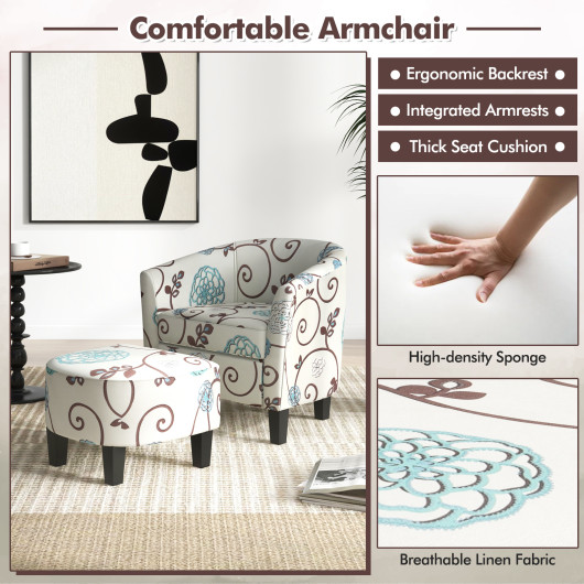 Beige Upholstered Accent Chair with Ottoman for Small Spaces (Set of 2) 7 Beige Upholstered Accent Chair with Ottoman for Small Spaces (Set of 2) - Image 7