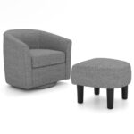 Grey Swivel Accent Chair with Ottoman and Curved Backrest 10 Grey Swivel Accent Chair with Ottoman and Curved Backrest