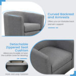 Grey Swivel Accent Chair with Ottoman and Curved Backrest 13 Grey Swivel Accent Chair with Ottoman and Curved Backrest
