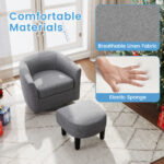 Grey Swivel Accent Chair with Ottoman and Curved Backrest 14 Grey Swivel Accent Chair with Ottoman and Curved Backrest