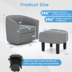 Grey Swivel Accent Chair with Ottoman and Curved Backrest 11 Grey Swivel Accent Chair with Ottoman and Curved Backrest