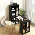 Black Computer Desk with 12-Cube Bookshelf for Small Spaces 8 Black Computer Desk with 12-Cube Bookshelf for Small Spaces