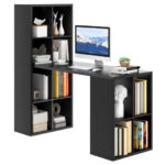 Black Computer Desk with 12-Cube Bookshelf for Small Spaces 11 Black Computer Desk with 12-Cube Bookshelf for Small Spaces