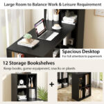 Black Computer Desk with 12-Cube Bookshelf for Small Spaces 14 Black Computer Desk with 12-Cube Bookshelf for Small Spaces