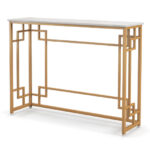 White Faux Marble Console Table with Geometric Gold Frame 10 White Faux Marble Console Table with Geometric Gold Frame