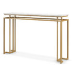Modern Console Table with Faux Marble Top and Gold Frame