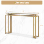 Modern Console Table with Faux Marble Top and Gold Frame