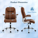 Height Adjustable PU Leather Office Chair with Rocking Function