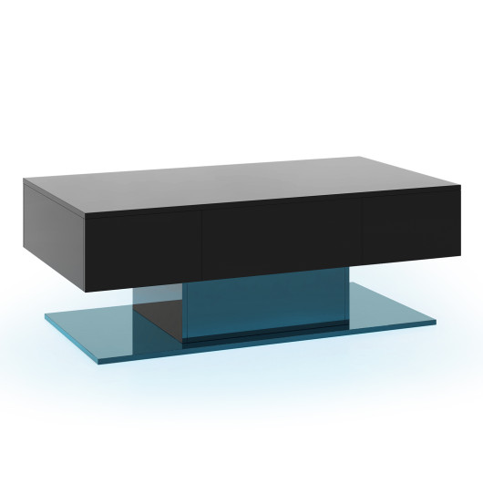 LED Coffee Table with Storage Drawers and Adjustable Lights